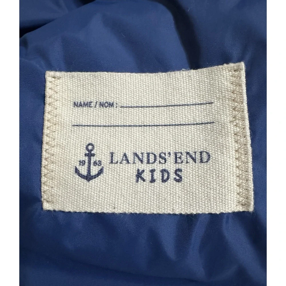 Lands End Quilted Down Puffer‎ Vest Snap Closure Gray, Boys Size XL 18/20